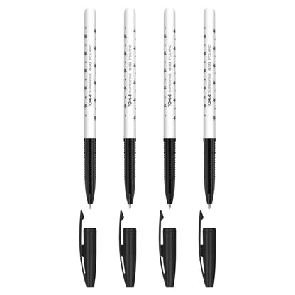 Ballpoint Pens, Smudge Free Ballpoint Pens, Extra Fine Point 0.5 mm, Ideal for School, Office, Everyday Use (Black, 4 Pens)