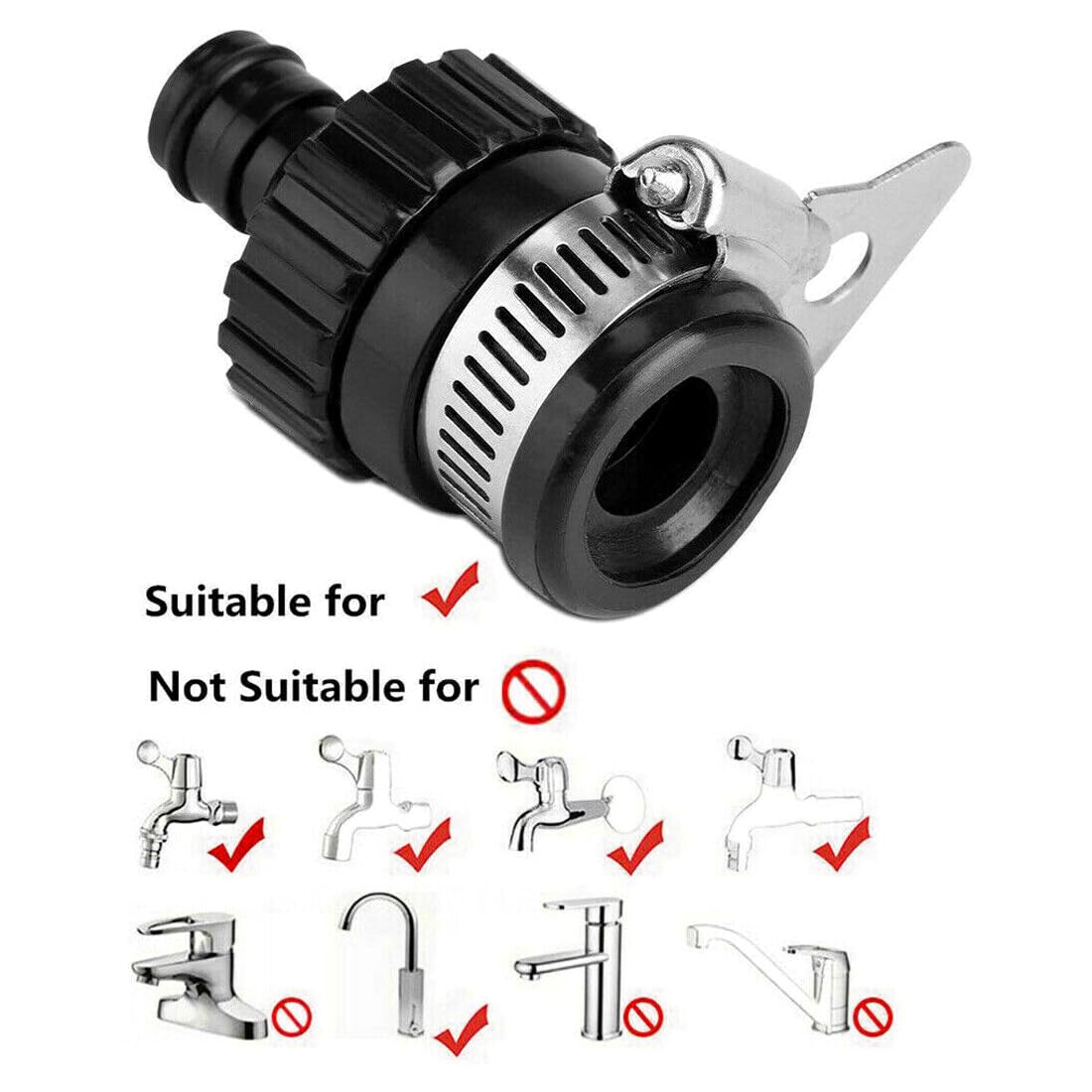 Universal Tap to Hose Connector Set & Brass Garden Hose Pipe Connector - Hozelock Compatible, For 1/2" - 5/8" Pipe (22-24mm Taps)