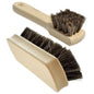 Set of Shoe Polish Applicator Brush & Shoe Buffing Brush - 100% Horsehair Bristles for Leather Boots, Shoes & Bags - Easy Grip