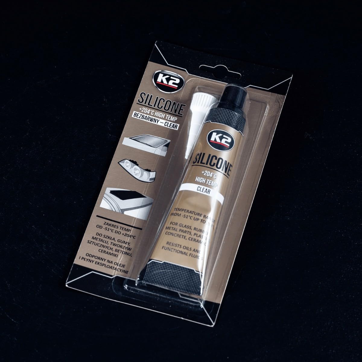 K2 Clear Silicone 85g High-Temperature +204 C Gasket Maker - Sealant for Engine Parts & Automotive