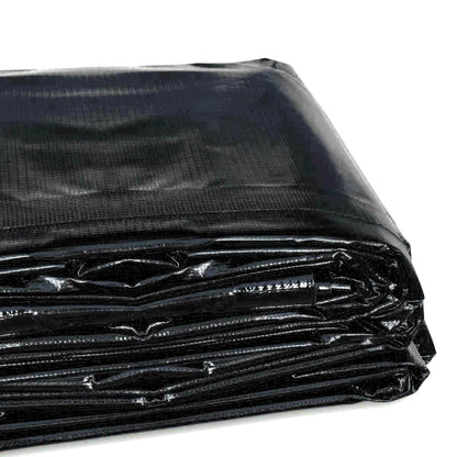 1.5 x 2 m Tarpaulin Waterproof Heavy Duty Cover Ground Sheet Camping with 4 Tarp Clips + 10m / 30ft Bungee Cord (Black - 235GSM)