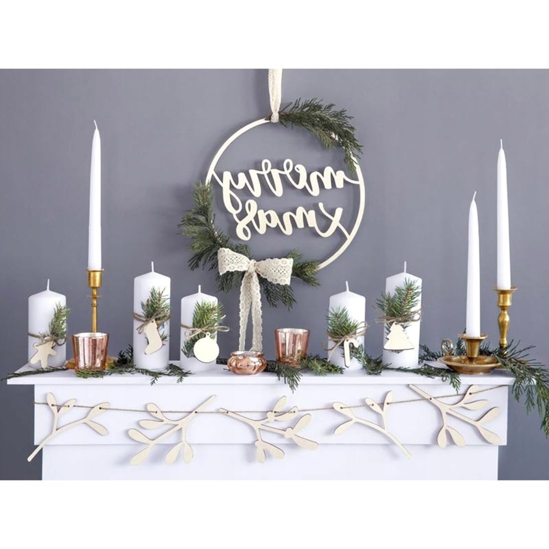 Set of 4 Pillar Candles, Set of 4 Votive Candles, Decorative Household Candles, Long Burning Time - Advent, Christmas (Ecru)