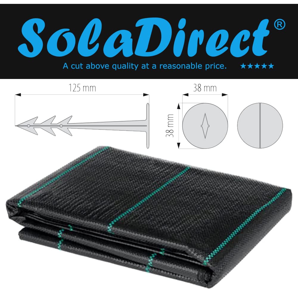 1 x 10 m / 3.2 x 32.8 ft Weed Control Membrane, Weed Control Woven Fabric, Ground Cover Sheet, 100 GSM, UV Stabilised + 20 Pegs