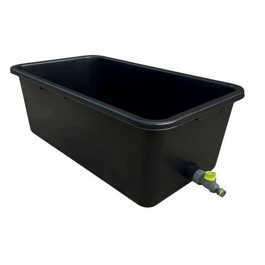 Dog Bath Tub 90L With Drain Plug - Large Rectangular Plastic Pet Bath Container With Quick Connect Valve for Easy Water Drainage