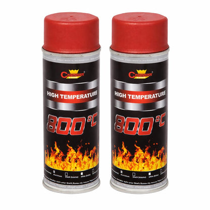2 x 400 mL Red Heat-Resistant Enamel Paint Silicone-Based Up to 800 C - High Temperature Metal Coating