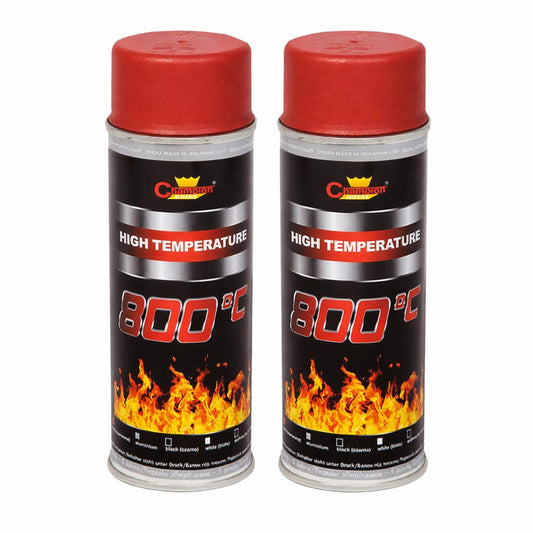 2 x 400 mL Red Heat-Resistant Enamel Paint Silicone-Based Up to 800 C - High Temperature Metal Coating