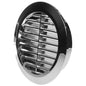 Chrome Louvred Wall Vent Grille with Flyscreen for 125 mm / 5" Round Wall Outlet - Air Ventilation Duct Cover with Flange