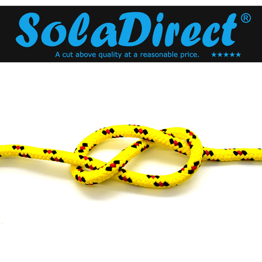 10mm x 5 metres / 16.4 ft of Yellow & Red Polypropylene Rope, Solid Braided Poly Rope Cord Twine for Boating, Yachting, Camping