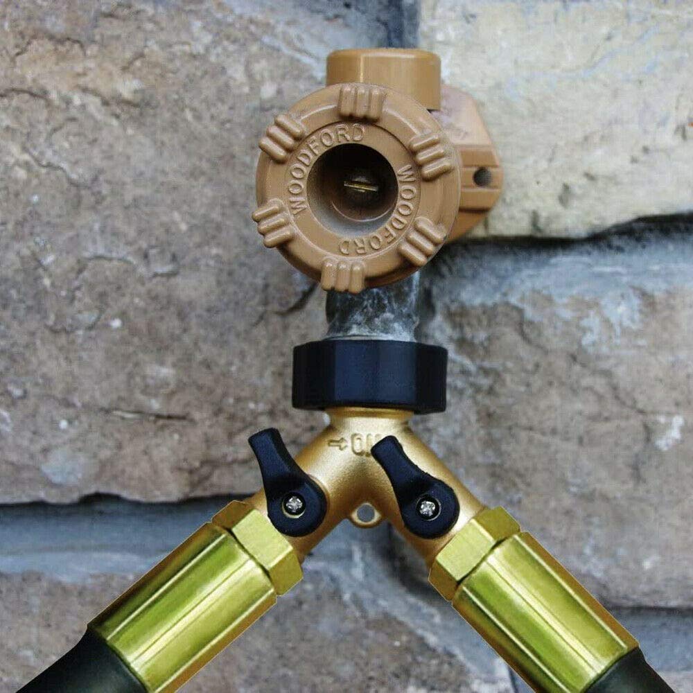 Brass Garden Hose Splitter 2-Way Y Hose Connector Adaptor with Valves