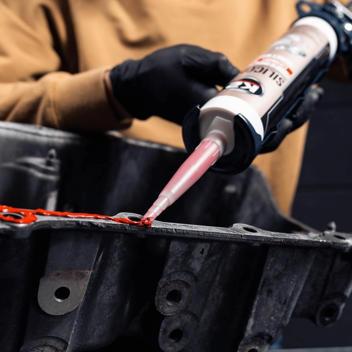 K2 Red Silicone 300g High-Temperature +350 C Gasket Maker - Sealant for Engine Parts & Automotive