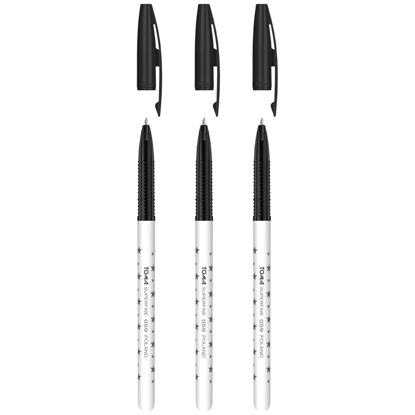 Ballpoint Pens, Smudge Free Ballpoint Pens, Extra Fine Point 0.5 mm, Ideal for School, Office, Everyday Use (Black, 3 Pens)