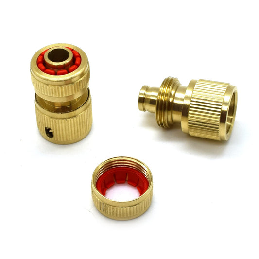 2 pcs Brass Hose Connector Hose End Quick Connect Fitting 1/2" Hose Pipe Quick Connector for Gardening, Home Watering, Car Washing