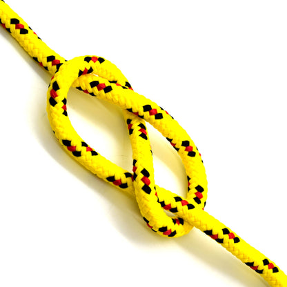 4mm x 10 metres / 32.8 ft of Yellow & Red Polypropylene Rope, Solid Braided Poly Rope Cord Twine for Boating, Yachting, Camping