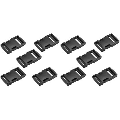 Side Release Buckles Clips for 30 mm / 1.18 inch Webbing Strap, Squeeze Fasteners, Black Delrin Plastic (Pack of 10)