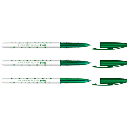 Ballpoint Pens, Smudge Free Ballpoint Pens, Extra Fine Point 0.5 mm, Ideal for School, Office, Everyday Use (Green, 3 Pens)