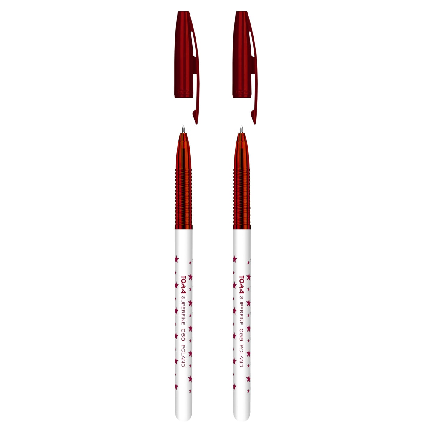Ballpoint Pens, Smudge Free Ballpoint Pens, Extra Fine Point 0.5 mm, Ideal for School, Office, Everyday Use (Red, 2 Pens)