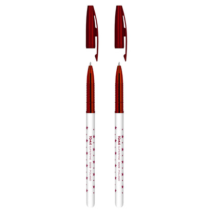 Ballpoint Pens, Smudge Free Ballpoint Pens, Extra Fine Point 0.5 mm, Ideal for School, Office, Everyday Use (Red, 2 Pens)