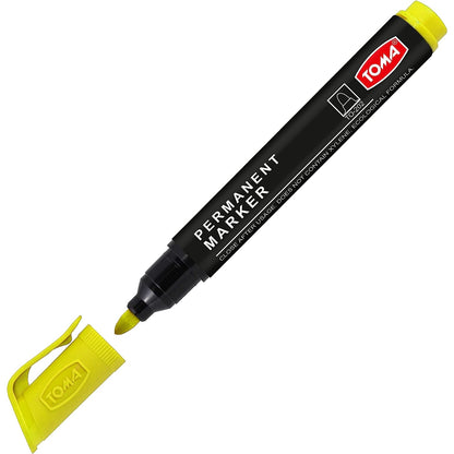Yellow Permanent Marker Pen - Waterproof 2.0 mm Fibre Tip - Durable Writing Marker for Cardboard, Plastic, Metal, Glass, Wood