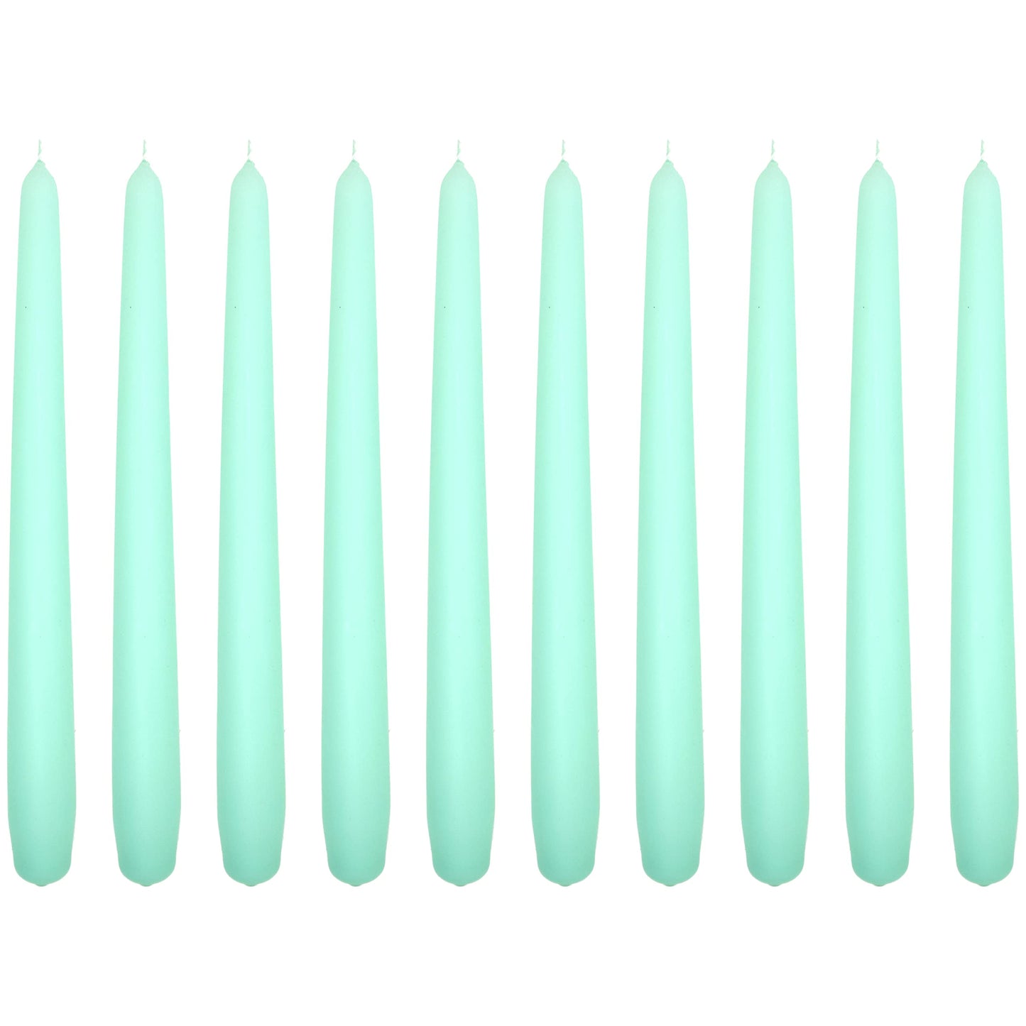 Tapered Dinner Candles, Pack of 10, Unscented, Long Burning Time, 24 cm / 19.45" (Fresh Mint, Matt)