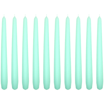Tapered Dinner Candles, Pack of 10, Unscented, Long Burning Time, 24 cm / 19.45" (Fresh Mint, Matt)