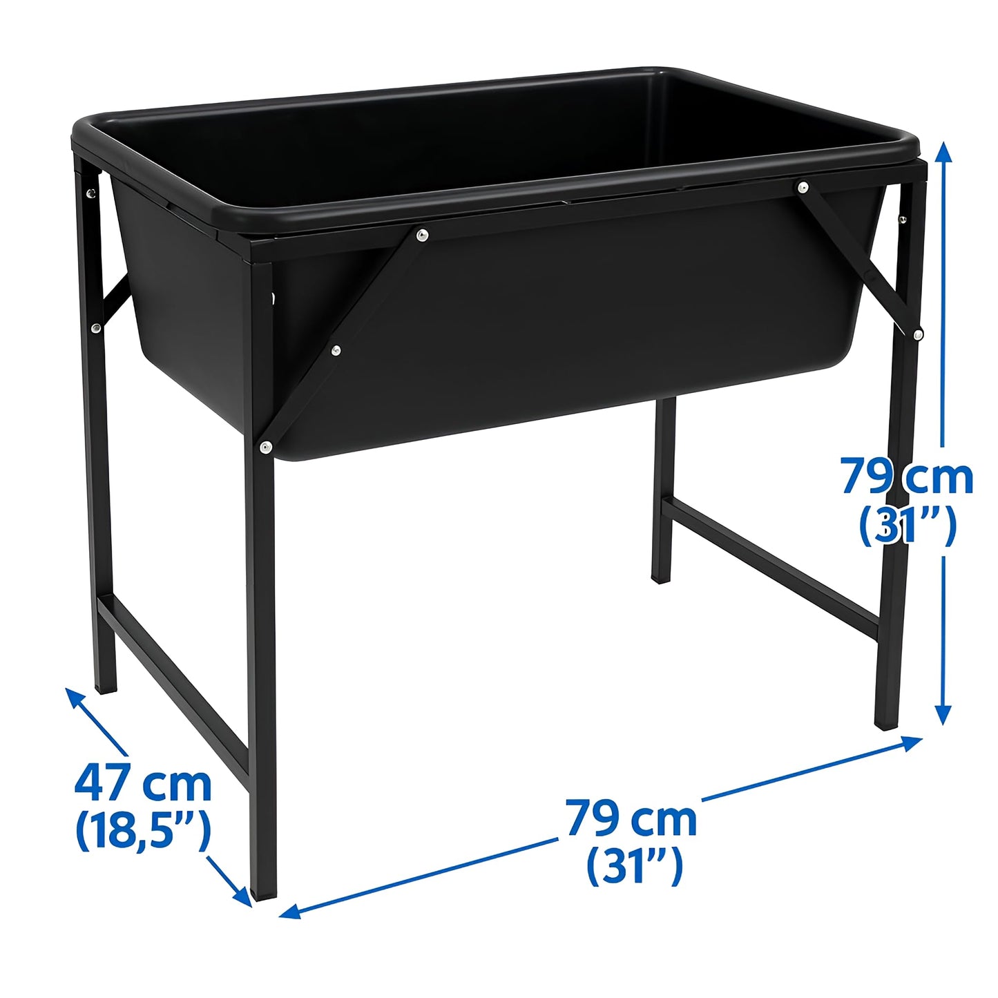 Dog Bath Tub 90L with Metal Stand and Drain Plug - Large Plastic Pet Bath Container with Foldable Raised Frame and Valve