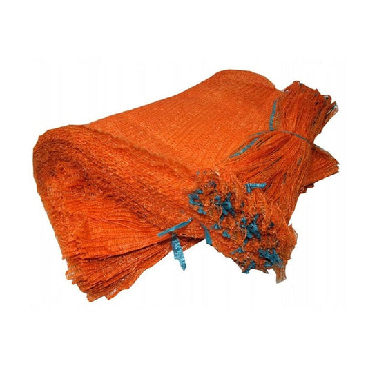 100 x Net Sacks 55 x 80 cm / 21.5 x 31.5" Max Load 30 Kg Non-Stretch with Drawstring, Raschel Bags, Mesh Sacks (Orange)