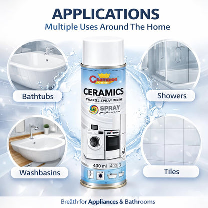Ceramics White Enamel Spray Paint 2 x 400ml – Bath & Appliance Repair Paint for Bathtubs, Sinks, Tiles & Fridges – High Gloss, Scratch Resistant