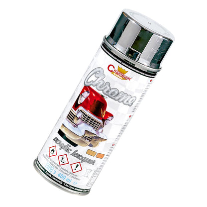 2 x 400 mL Silver Super Chrome Metallic Acrylic Spray Paint - High Gloss Decorative Finish for Art, DIY, Craft and Display Items - Even Coverage and Smooth Structure