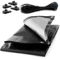 1.5 x 2 m Tarpaulin Waterproof Heavy Duty Cover Ground Sheet Camping with 4 Tarp Clips + 10m / 30ft Bungee Cord (Black - 235GSM)