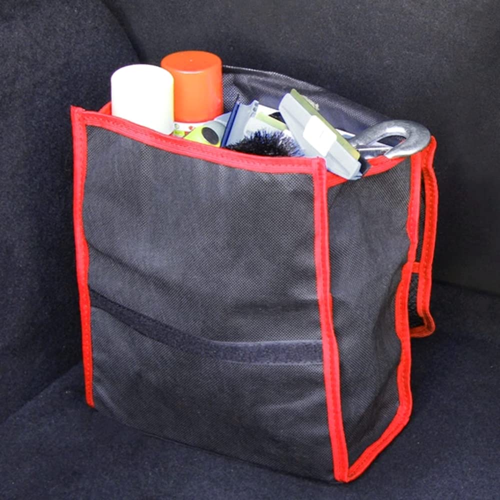 Car Boot Organiser Bag Anti Slip Foldable for Boot Storage Case Tool Bag Boot Tidy Bag, Suitable for All Vehicles, Black & Red (S)