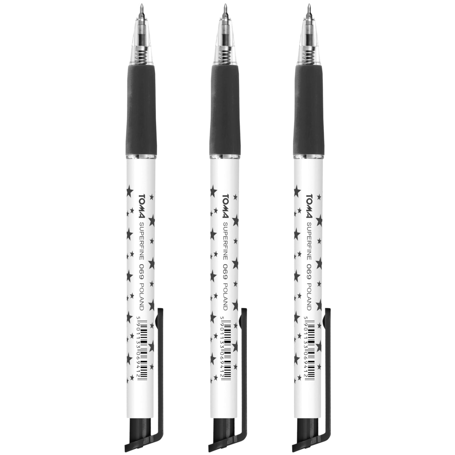 Ballpoint Pens, Retractable Smudge Free Pens, Extra Fine Point 0.5 mm, Ideal for School, Office, Everyday Use (Black, 3 Pens)
