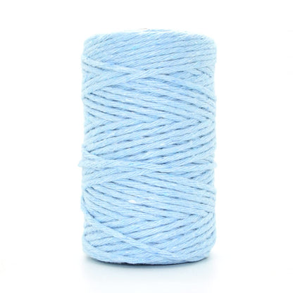 Premium Sky Blue Macrame Cord Twine, 50 m / 164 ft of 5 mm Thick Natural Cotton Thread Yarn Macrame Rope (Reel)