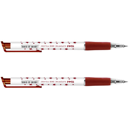Ballpoint Pens, Retractable Smudge Free Pens, Extra Fine Point 0.5 mm, Ideal for School, Office, Everyday Use (Red, 2 Pens)