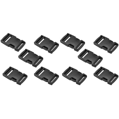 Side Release Buckles Clips for 20 mm / 0.78 inch Webbing Strap, Squeeze Fasteners, Black Delrin Plastic (Pack of 10)
