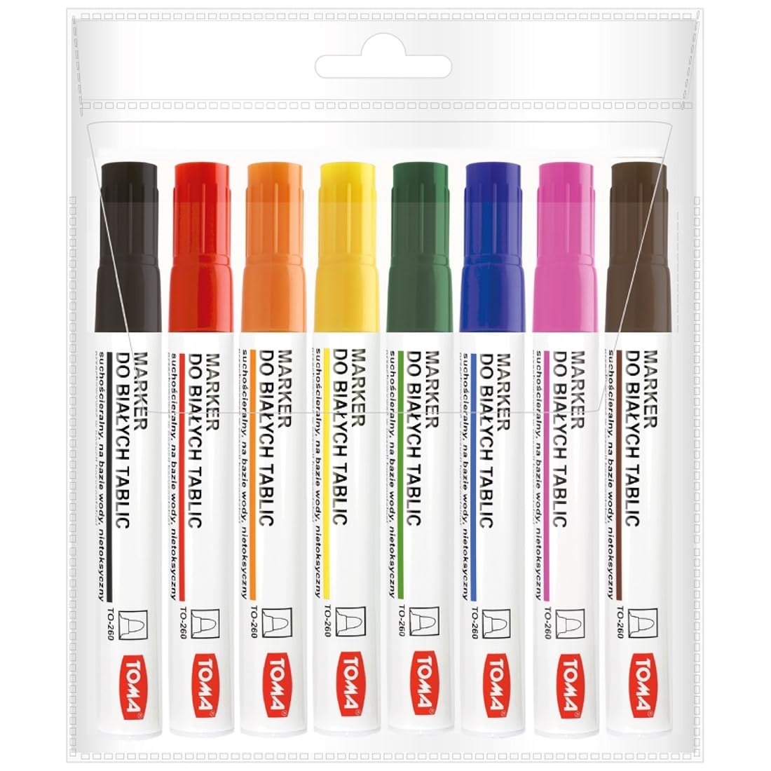 Whiteboard Marker Pens Set of 8 Colours - Dry Wipe Pens Non Toxic Low Odour - Easy Erasable White Board Markers for School Office