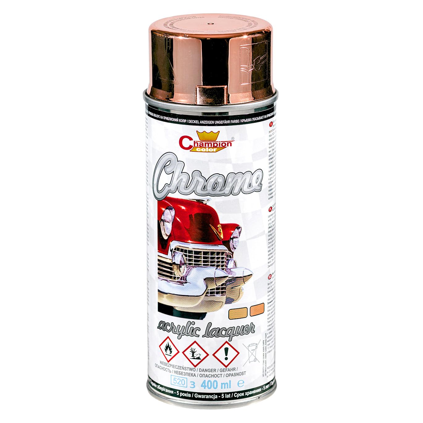 2 x 400 mL Copper Super Chrome Metallic Acrylic Spray Paint - High Gloss Decorative Finish for Art, DIY, Craft and Display Items - Even Coverage and Smooth Structure