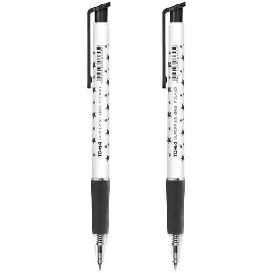 Ballpoint Pens, Retractable Smudge Free Pens, Extra Fine Point 0.5 mm, Ideal for School, Office, Everyday Use (Black, 2 Pens)