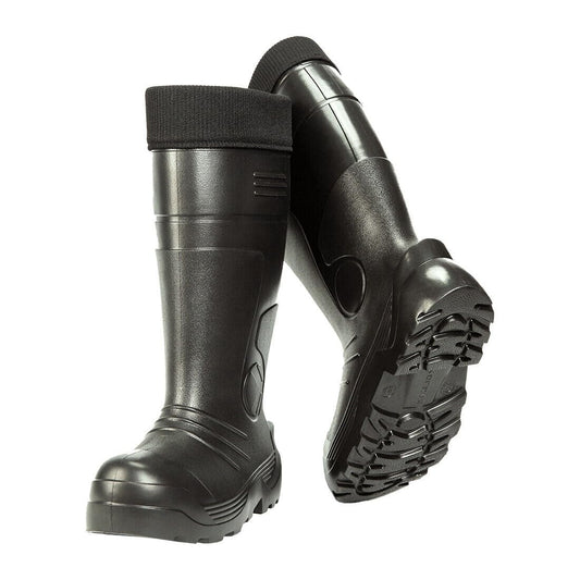 Black Men's Wellington Boots Fleece Lined Insulated Waterproof Wellies EVA (Size 7.5 UK / 41 EU)
