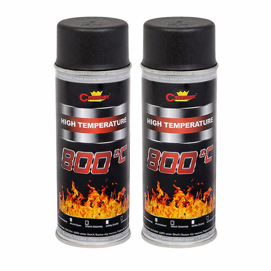 2 x 400 mL Black RAL 9011 Heat-Resistant Enamel Paint Silicone-Based Up to 800 C - High Temperature Metal Coating