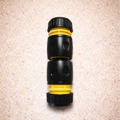 Hose Repair Set 1/2 Inch Quick Connectors - 2 End Hose Fittings Plus Double Male Joiner - Hozelock Gardena Compatible - Yellow