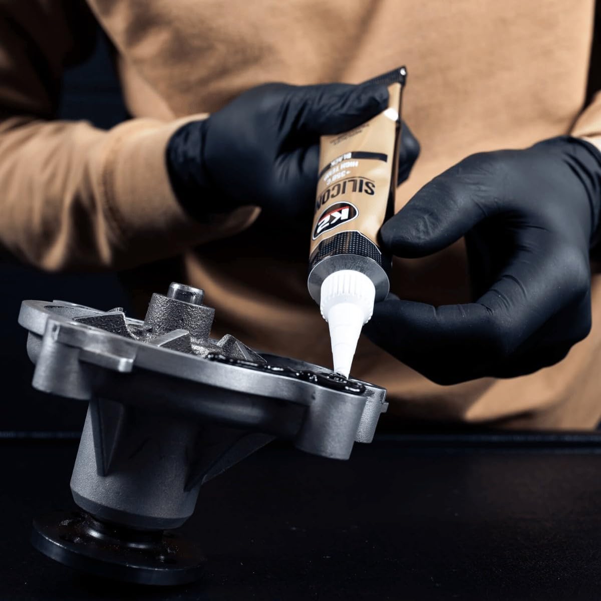 K2 Black Silicone 85g High-Temperature +350 C Gasket Maker - Sealant for Engine Parts & Automotive