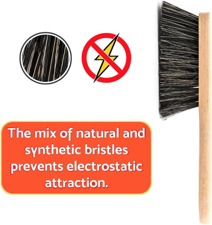 Hand Brush, Counter Brush, Wooden Bench Brush with Anti-Static Natural and Synthetic Bristles for Efficient Household Cleaning of