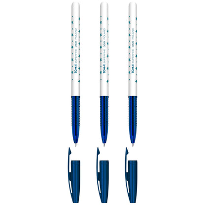 Ballpoint Pens, Smudge Free Ballpoint Pens, Extra Fine Point 0.5 mm, Ideal for School, Office, Everyday Use (Blue, 3 Pens)