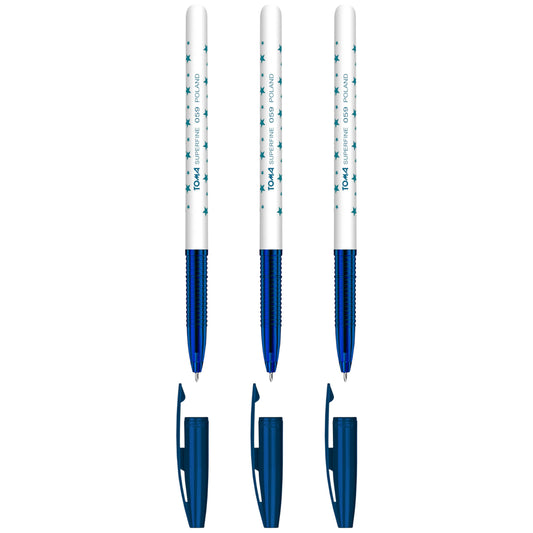 Ballpoint Pens, Smudge Free Ballpoint Pens, Extra Fine Point 0.5 mm, Ideal for School, Office, Everyday Use (Blue, 3 Pens)