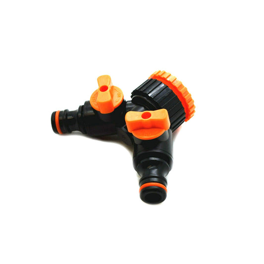 2 Way Garden Hose Splitter 2 Way Hose Connector Water Flow Regulator and Shut Off
