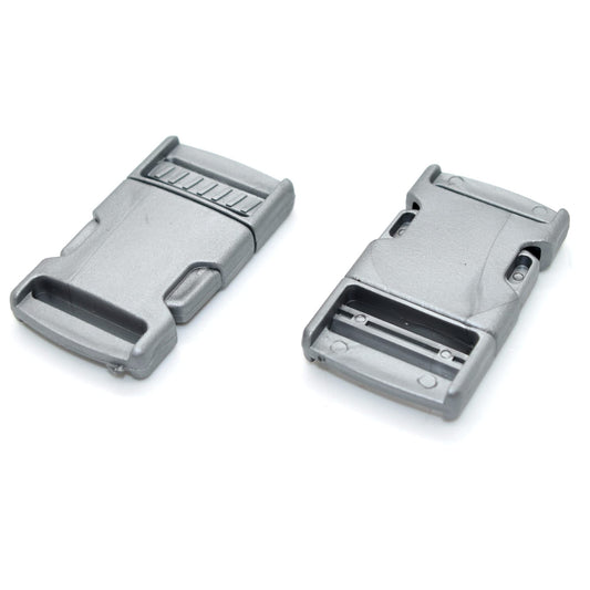 Side Release Buckles Clips for 25 mm / 1 in Webbing, Luggage, Back Pack / Rucksack, Straps (Grey, 10 pieces)