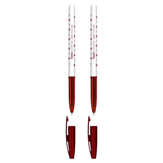 Ballpoint Pens, Smudge Free Ballpoint Pens, Extra Fine Point 0.5 mm, Ideal for School, Office, Everyday Use (Red, 2 Pens)