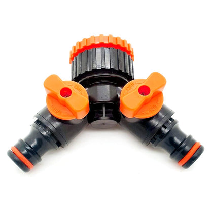 2 Way Garden Tap Connector, Garden Hose Tap Y Splitter Connector with Individual On/Off Valves