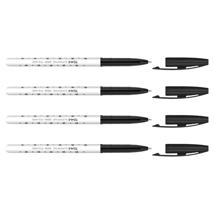 Ballpoint Pens, Smudge Free Ballpoint Pens, Extra Fine Point 0.5 mm, Ideal for School, Office, Everyday Use (Black, 4 Pens)