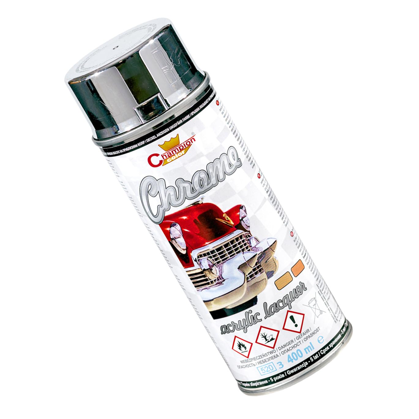 2 x 400 mL Silver Super Chrome Metallic Acrylic Spray Paint - High Gloss Decorative Finish for Art, DIY, Craft and Display Items - Even Coverage and Smooth Structure
